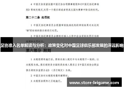 足协准入名单解读与分析：政策变化对中国足球俱乐部发展的深远影响
